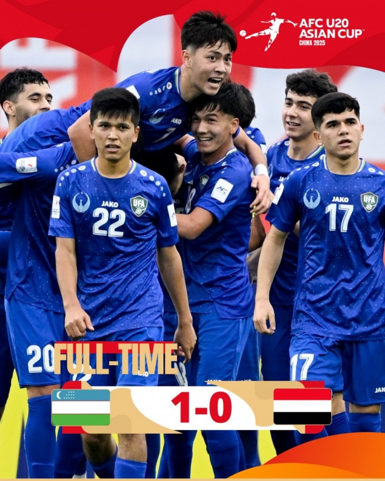  U20亞洲杯-烏茲別克斯坦1-0擊敗也門(mén)，奧林博耶夫頭球制勝