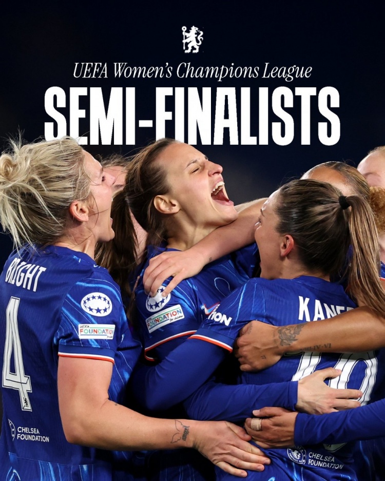  女足歐冠：切爾西3-0曼城&總比分3-2逆轉晉級四強，將對陣巴薩