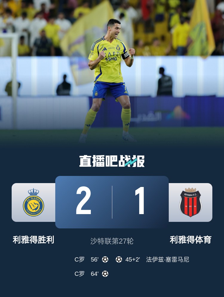  利雅得勝利達成沙特職業(yè)聯(lián)賽900球里程碑，僅少于新月